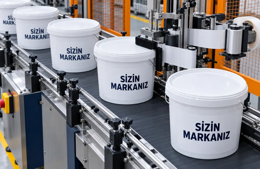 Etiketleme hattı — temsili üretim görseli